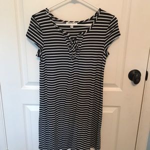 Black and white striped dress